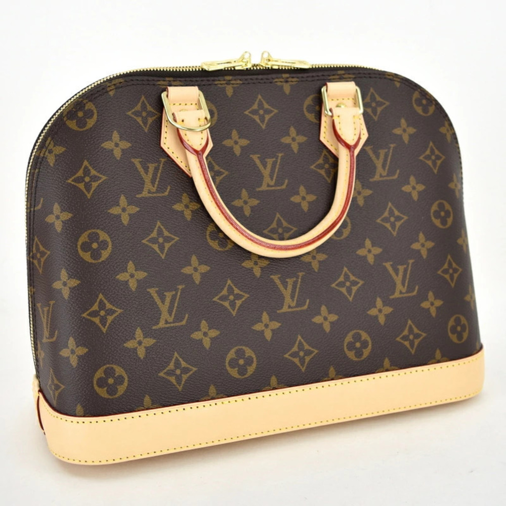 Louis Vuitton Handbag Dome Double Brown Alma Zip Zipper Monogram Leather Brown